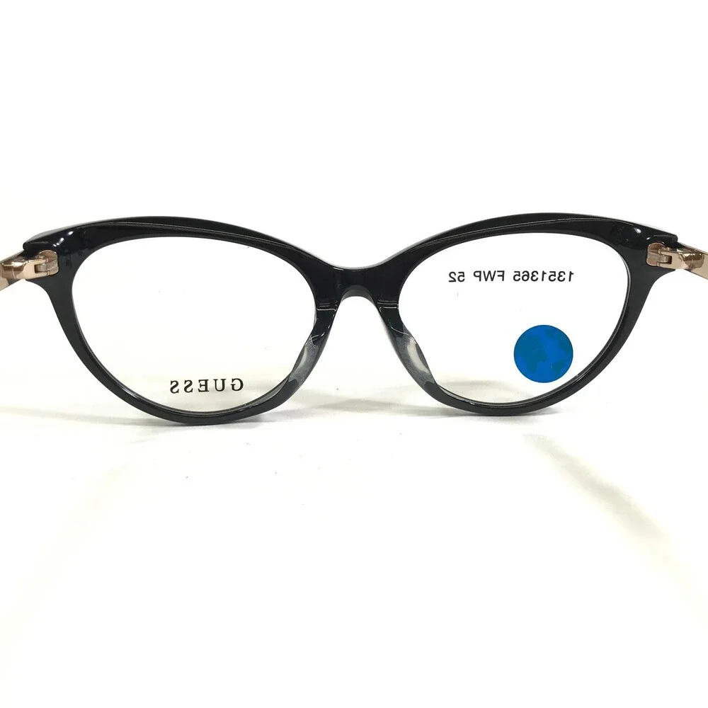Guess Eyeglasses Frames GU2462A-4 001 Black Gold Cat Eye Full Rim 52-17-140